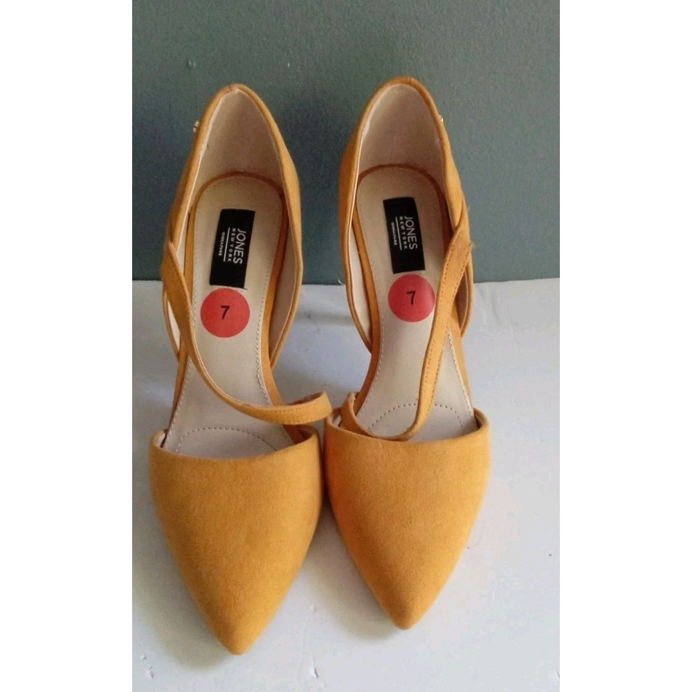 Jones New York Heels Pointed Toe Pumps Crisscross‎ Straps Size 7 Yellow